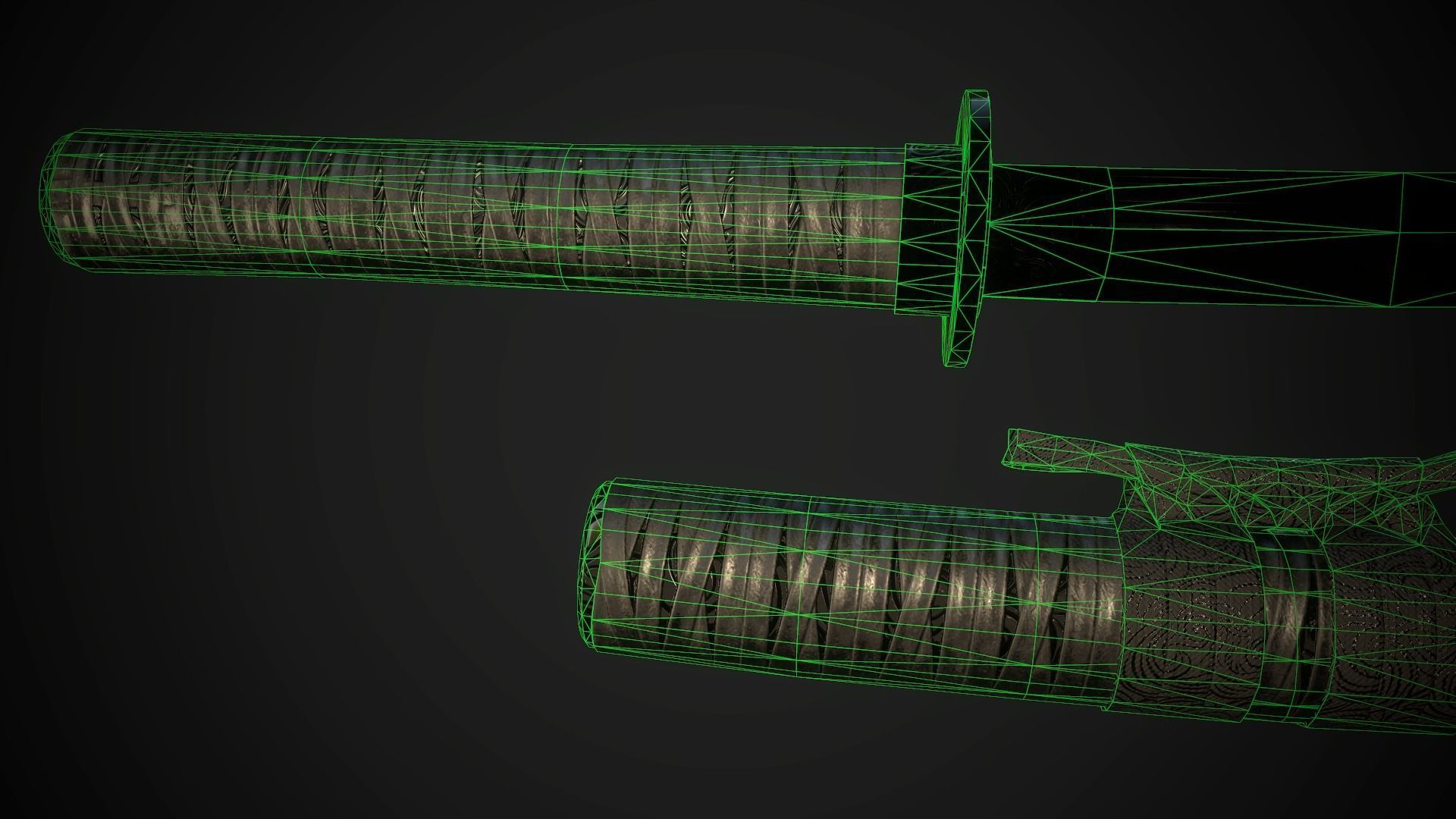 Set of japanese swords 03 3D Model Collection_11