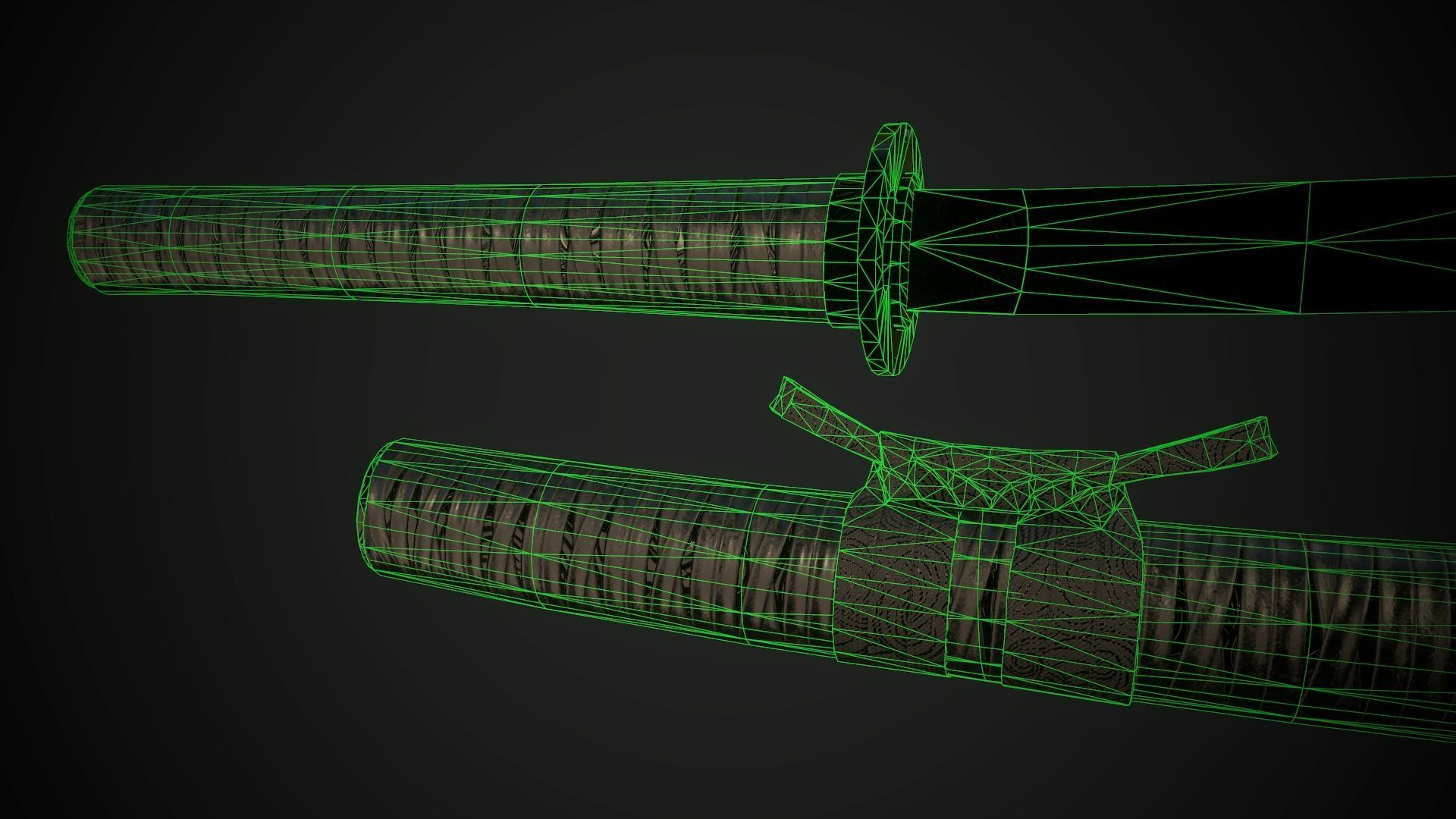Set of japanese swords 03 3D Model Collection_6