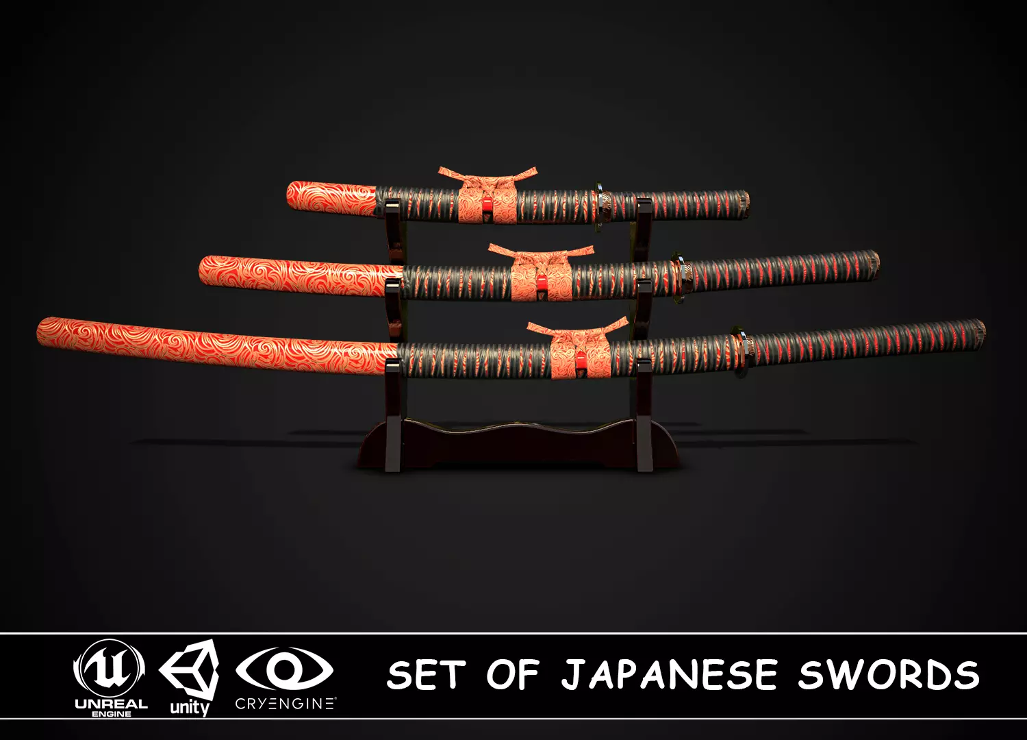 Set of japanese swords 03 3D Model Collection_0