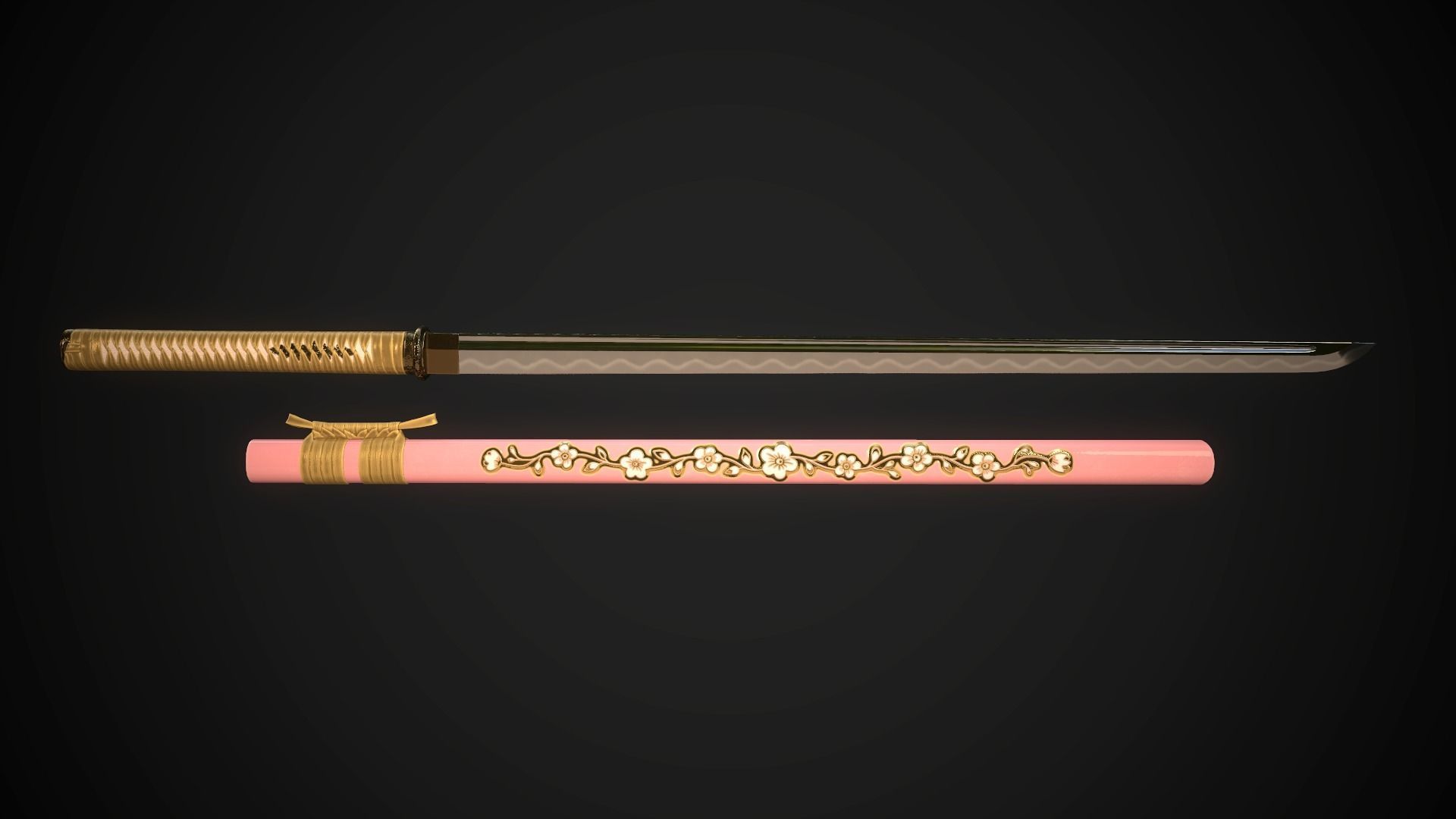 Set of japanese swords 04 3D Model Collection_1
