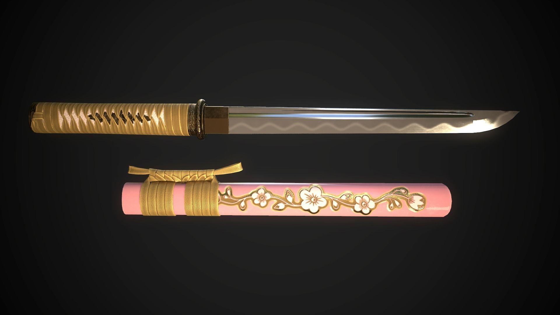 Set of japanese swords 04 3D Model Collection_12