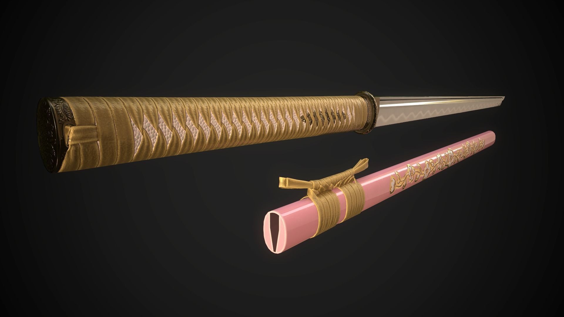 Set of japanese swords 04 3D Model Collection_2