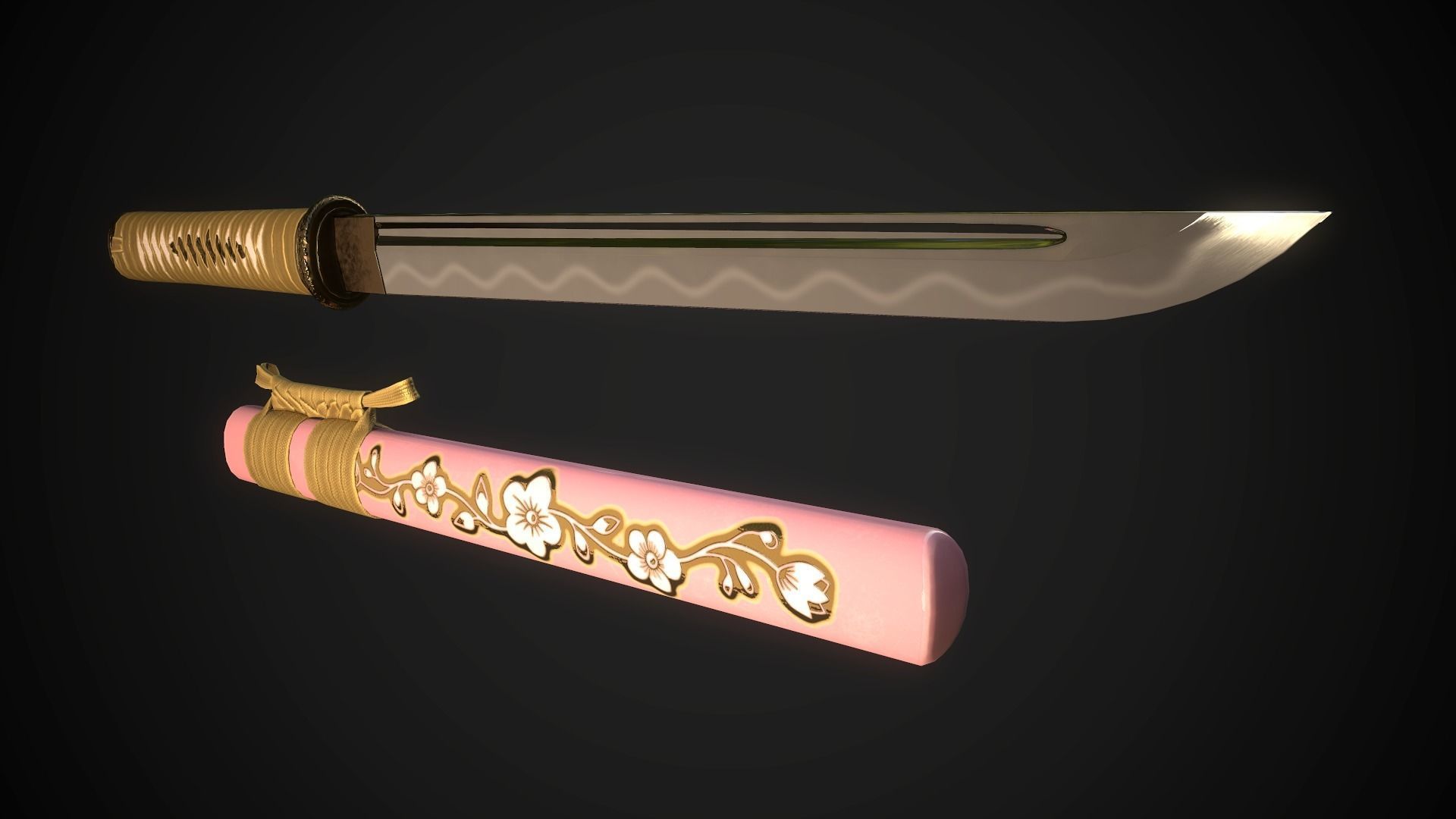 Set of japanese swords 04 3D Model Collection_14