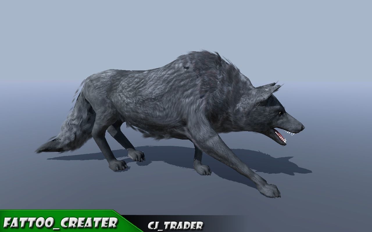 Low-Poly Black Wolf Rigged-Animated 3D Model Low-poly 3D model_1