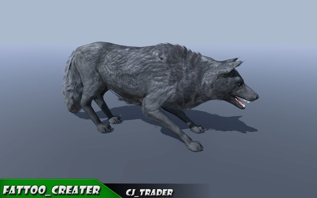 Low-Poly Black Wolf Rigged-Animated 3D Model Low-poly 3D model_5