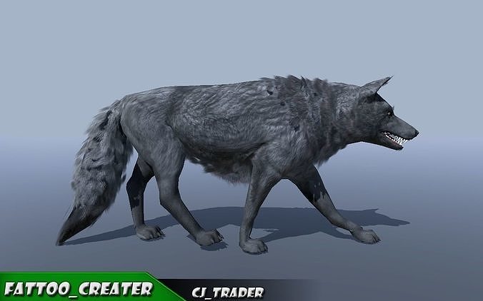 Low-Poly Black Wolf Rigged-Animated 3D Model Low-poly 3D model
