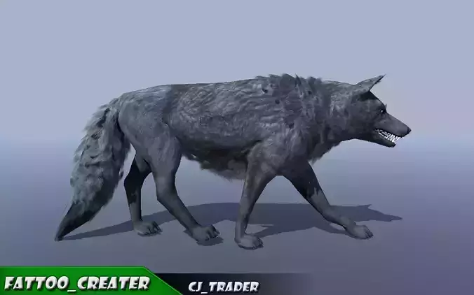 Low-Poly Black Wolf Rigged-Animated 3D Model Low-poly 3D model