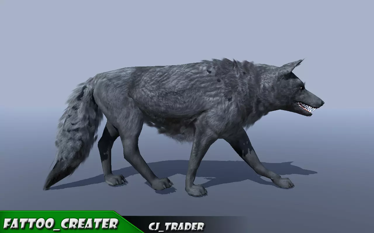 Low-Poly Black Wolf Rigged-Animated 3D Model Low-poly 3D model_0