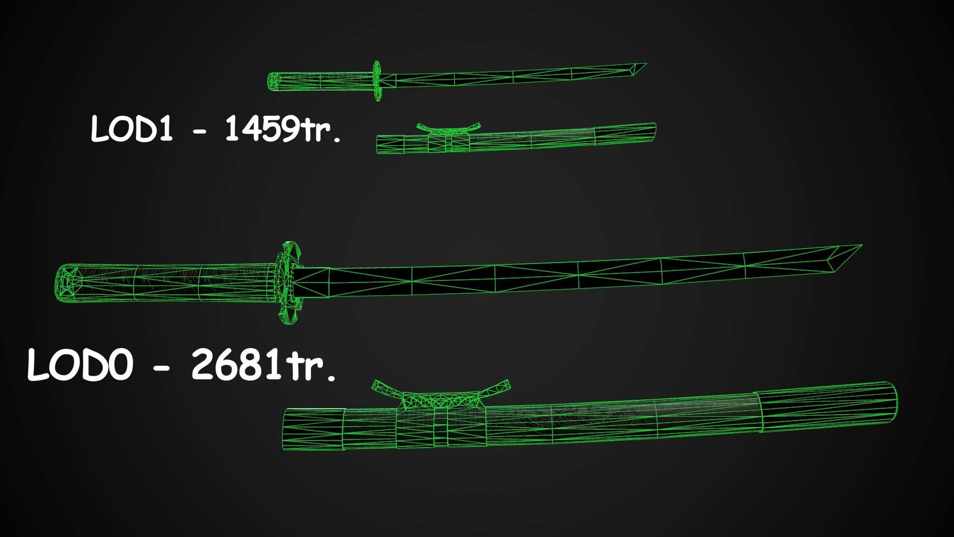 Set of japanese swords 05 3D Model Collection_10