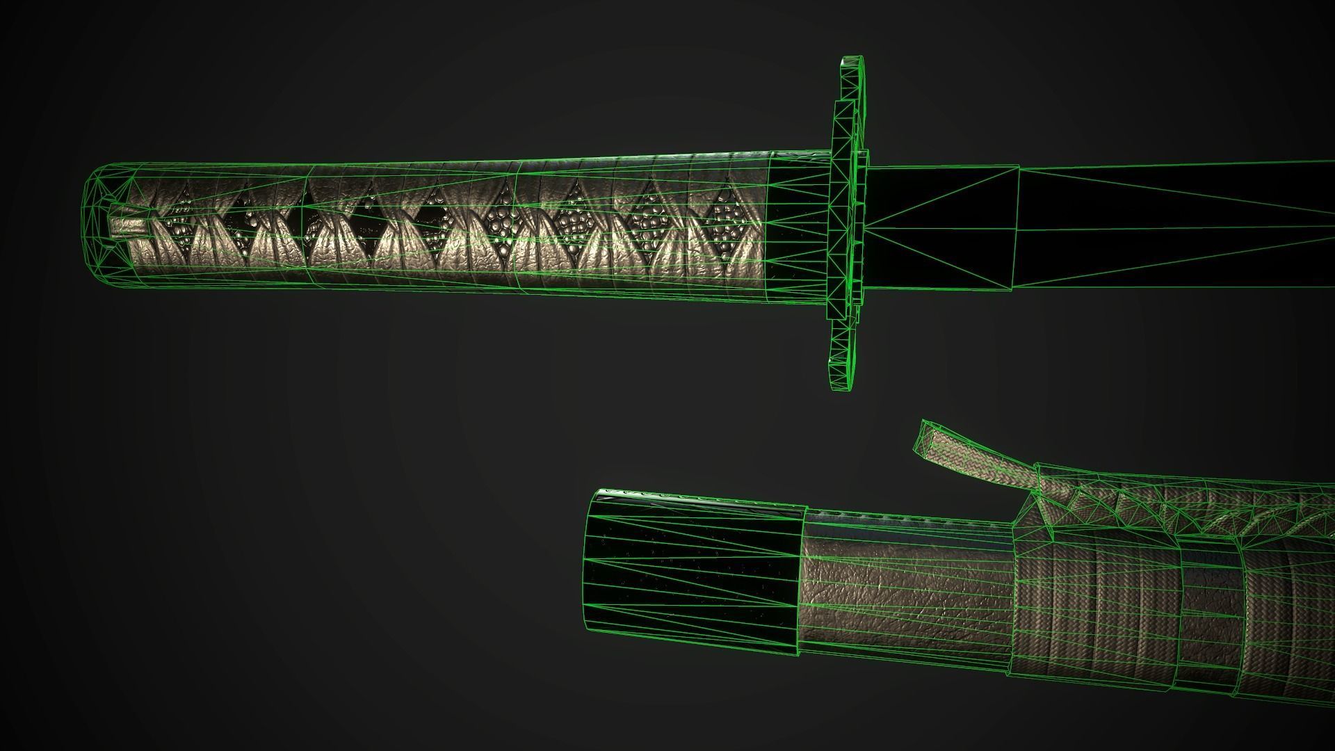 Set of japanese swords 05 3D Model Collection_12