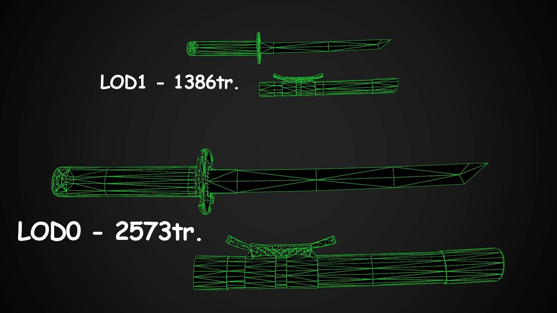 Set of japanese swords 05 3D Model Collection_13