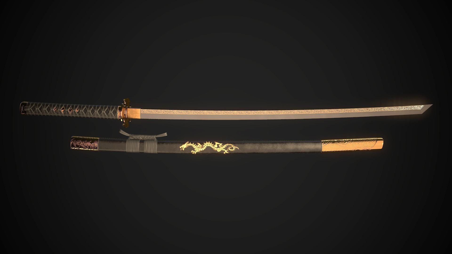 Set of japanese swords 05 3D Model Collection_1