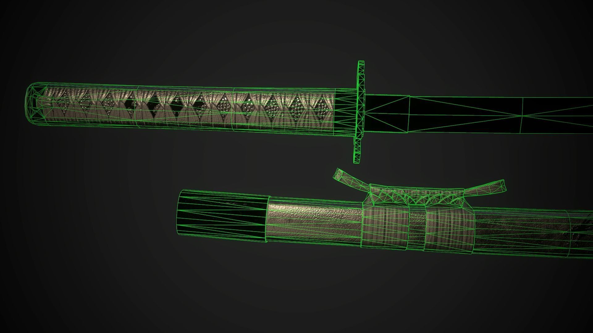 Set of japanese swords 05 3D Model Collection_6