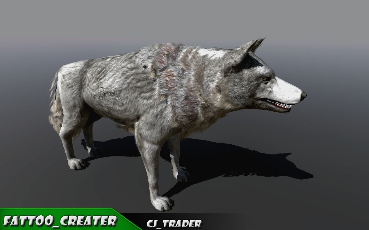 Low-Poly White Wolf Rigged-Animated 3D Model Low-poly 3D model_3