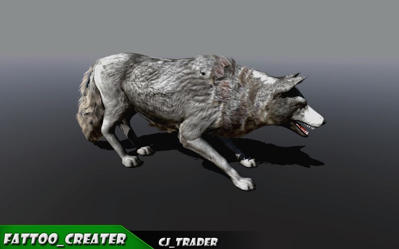 Low-Poly White Wolf Rigged-Animated 3D Model Low-poly 3D model_5