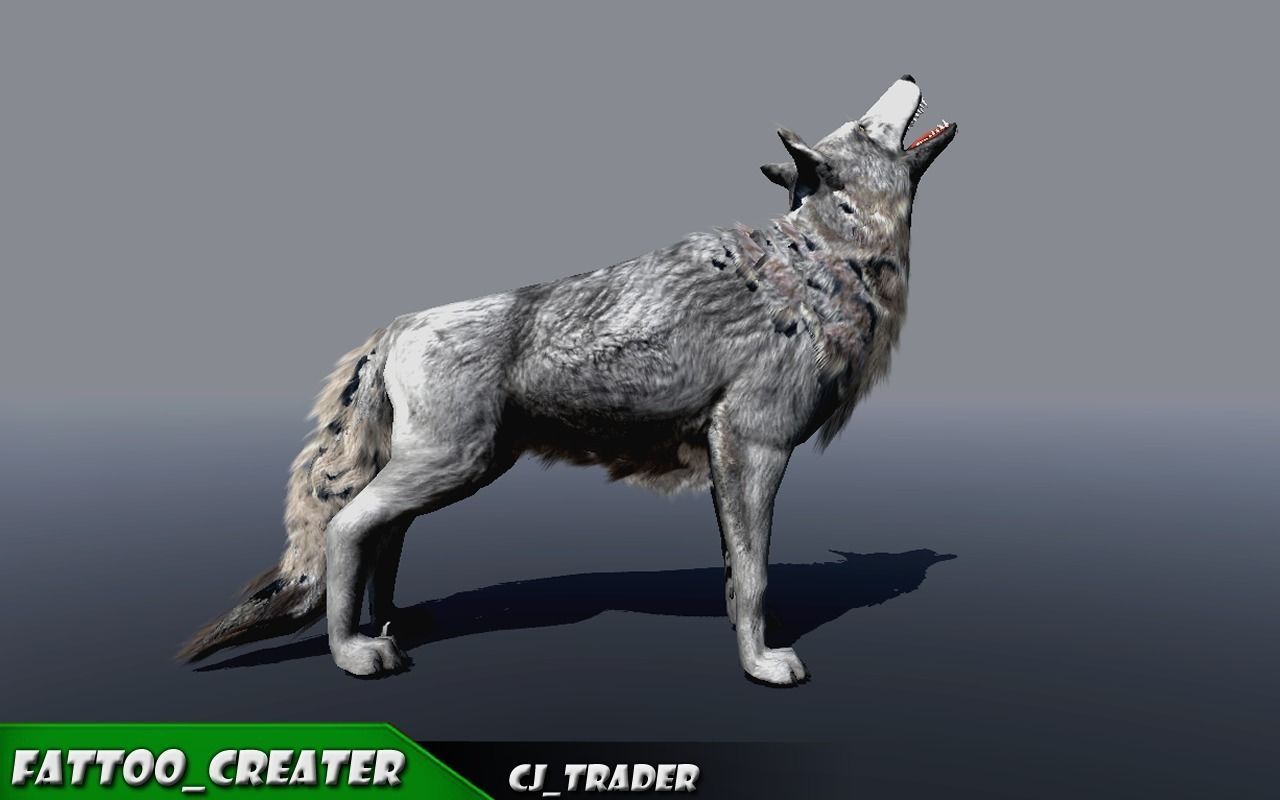 Low-Poly White Wolf Rigged-Animated 3D Model Low-poly 3D model_2