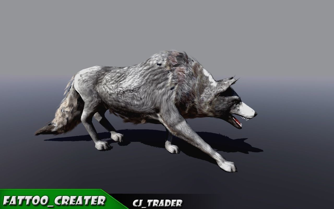 Low-Poly White Wolf Rigged-Animated 3D Model Low-poly 3D model_1
