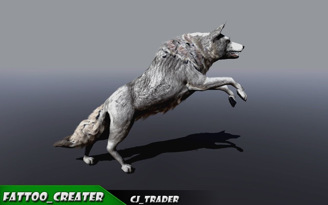 Low-Poly White Wolf Rigged-Animated 3D Model Low-poly 3D model_6