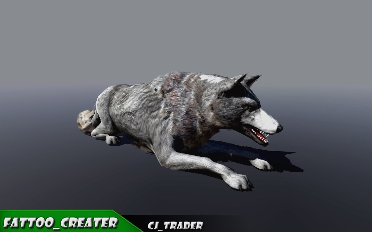 Low-Poly White Wolf Rigged-Animated 3D Model Low-poly 3D model_4