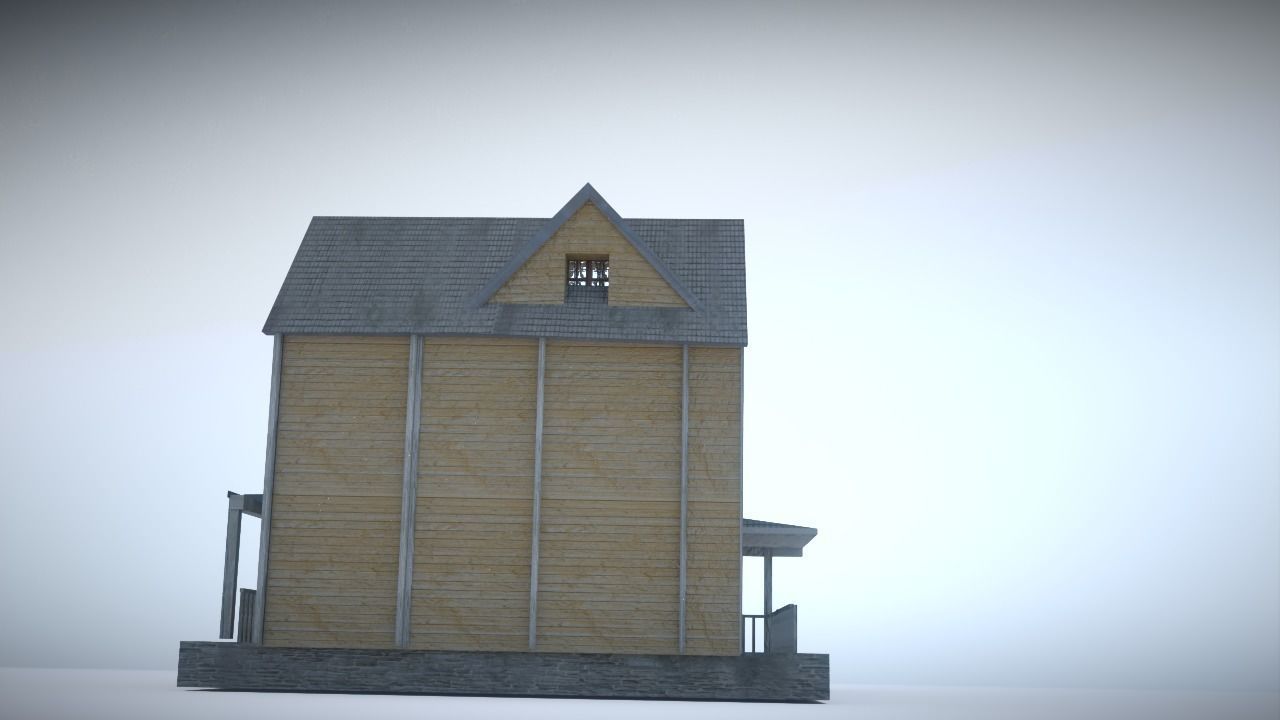 House in snow Low-poly 3D model_8
