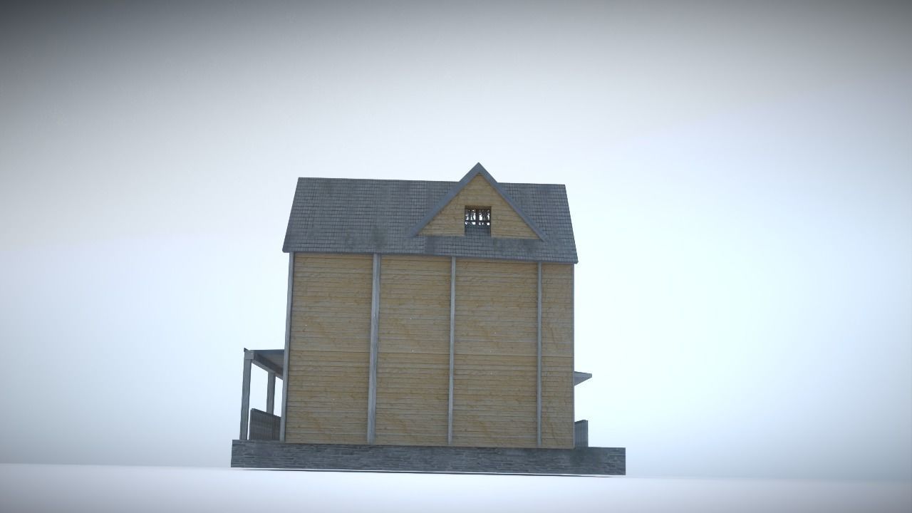 House in snow Low-poly 3D model_7