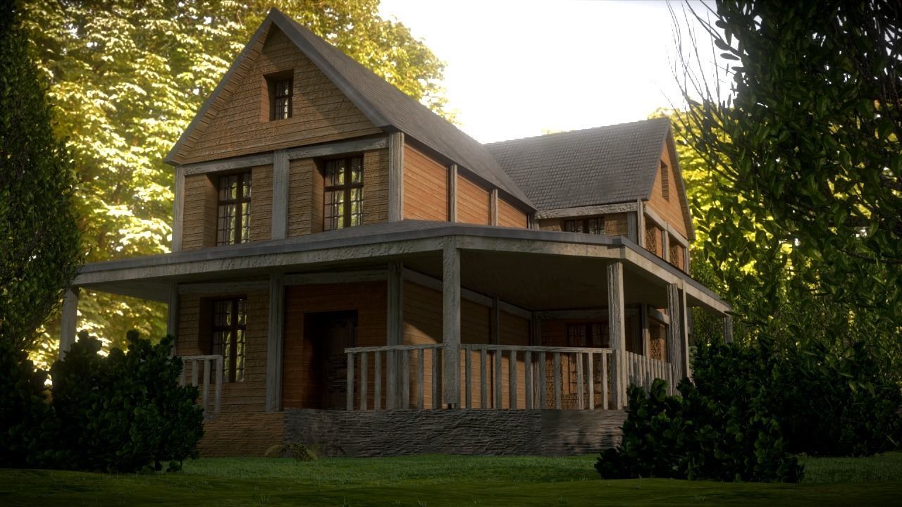 House in snow Low-poly 3D model_1