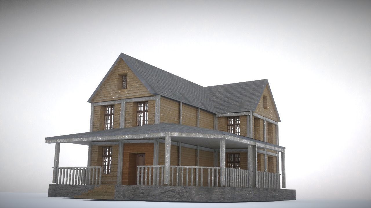 House in snow Low-poly 3D model_12