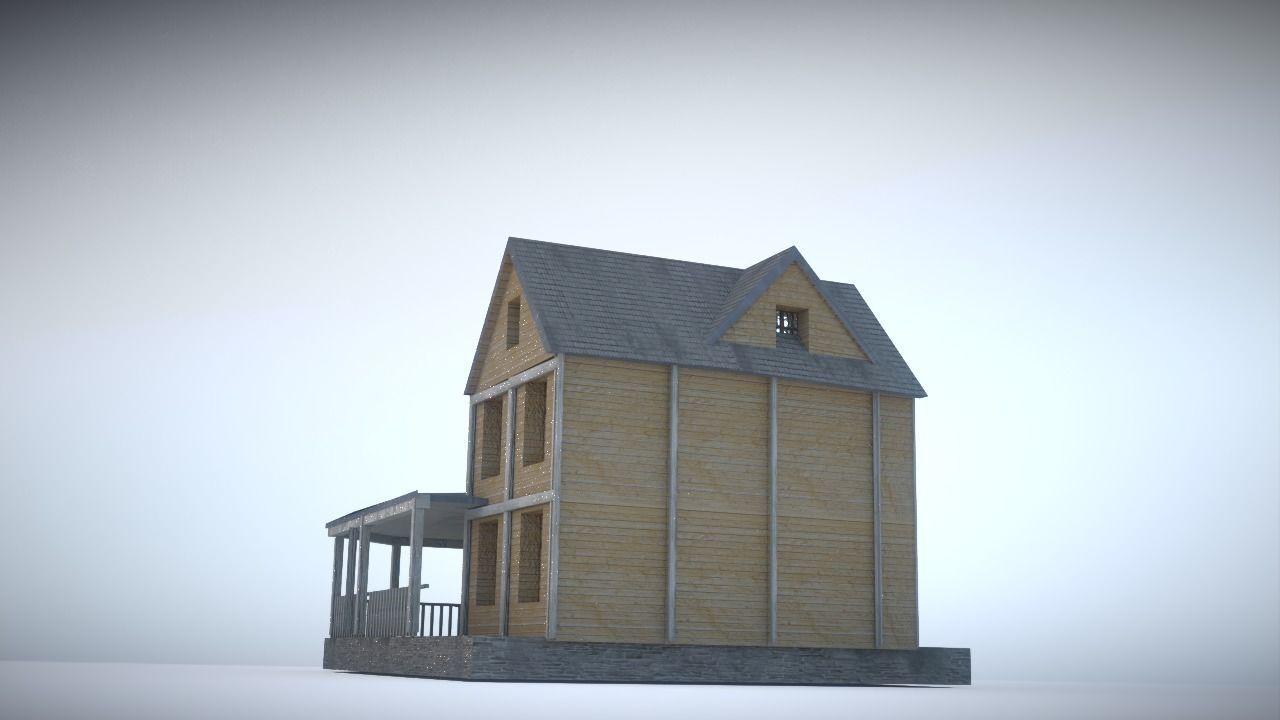 House in snow Low-poly 3D model_6