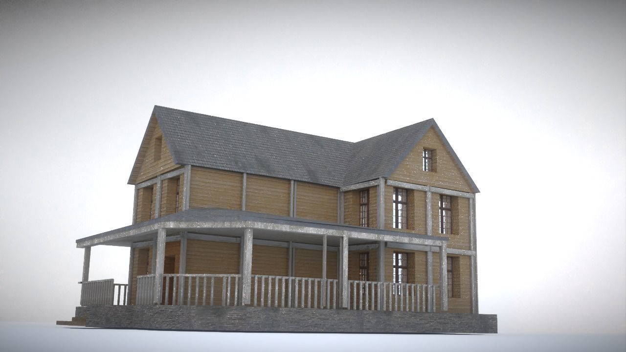 House in snow Low-poly 3D model_17