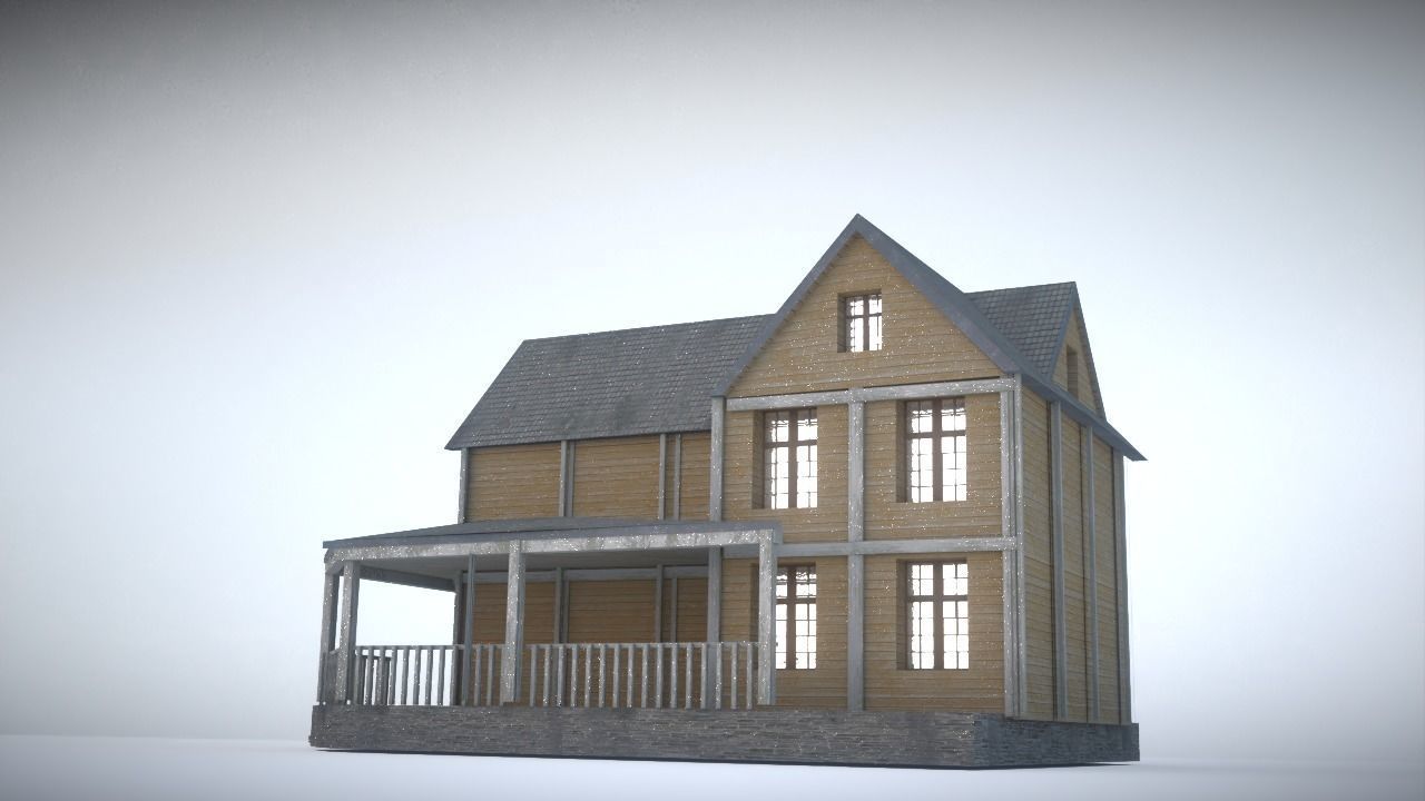 House in snow Low-poly 3D model_4