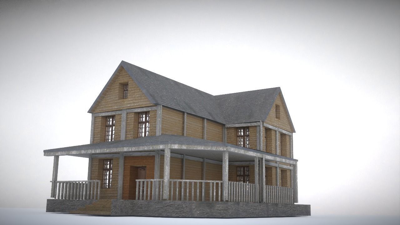 House in snow Low-poly 3D model_13