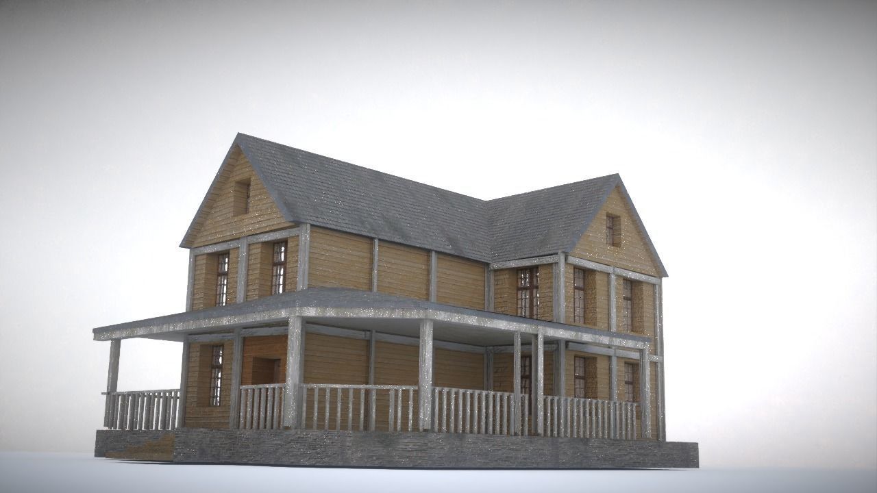 House in snow Low-poly 3D model_15