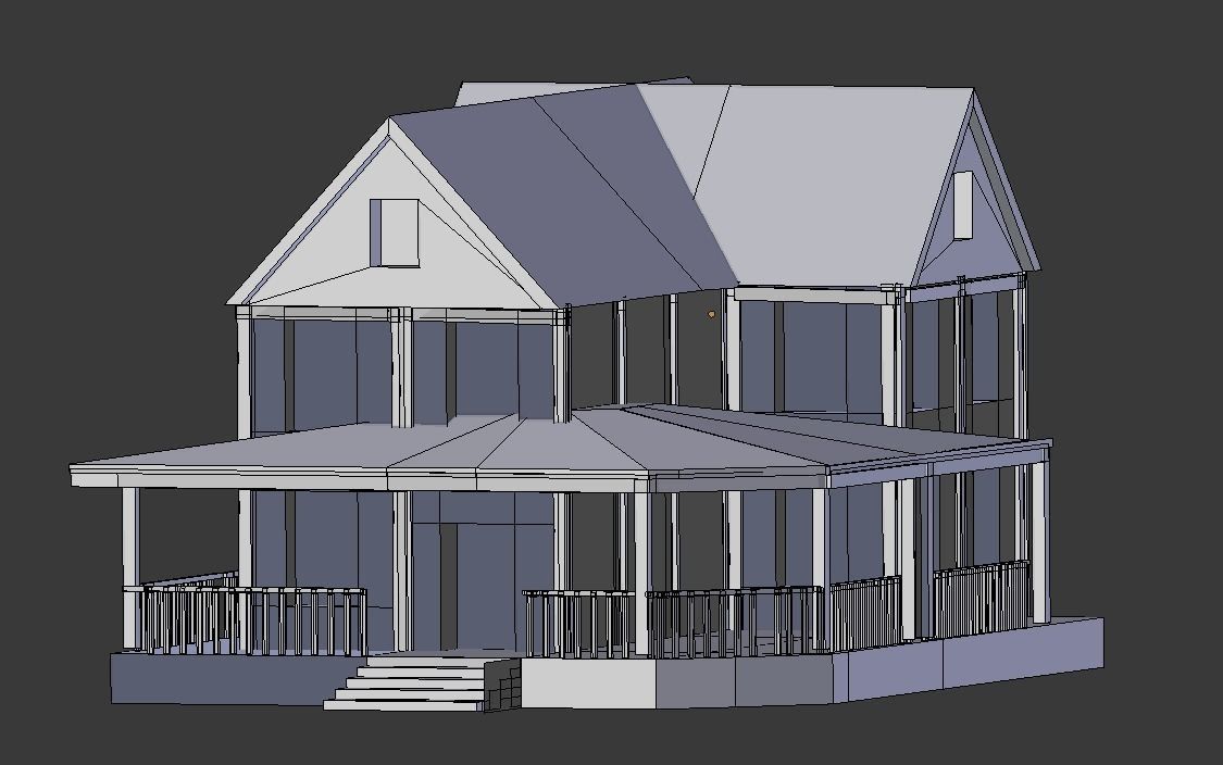 House in snow Low-poly 3D model_20