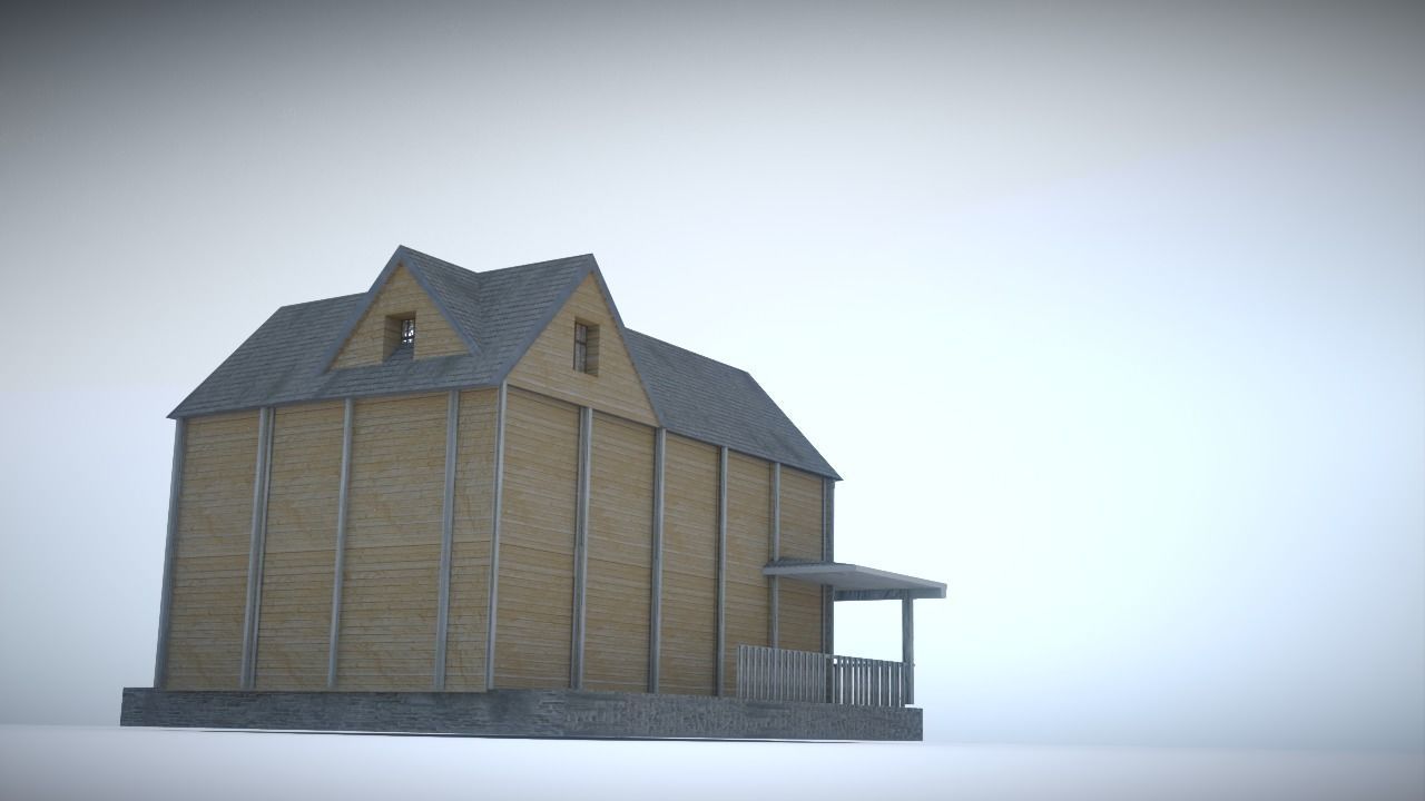 House in snow Low-poly 3D model_10