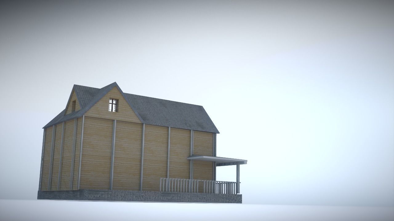 House in snow Low-poly 3D model_11