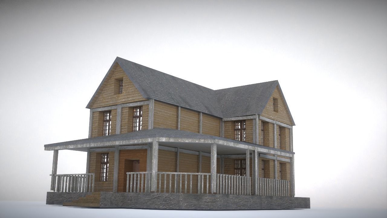 House in snow Low-poly 3D model_14