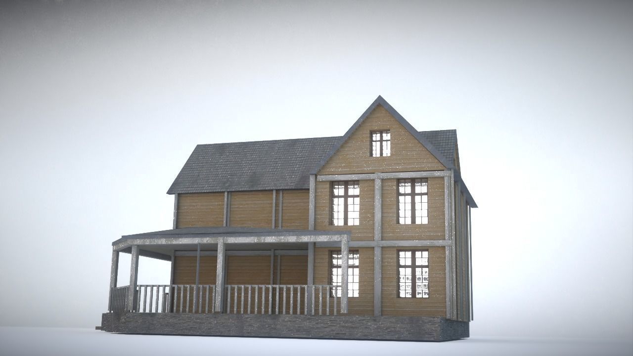 House in snow Low-poly 3D model_3