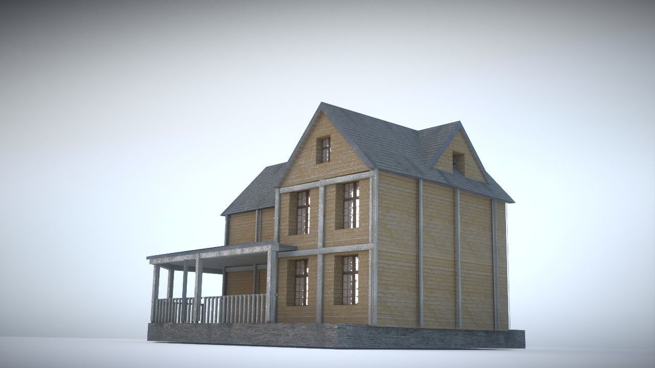 House in snow Low-poly 3D model_5