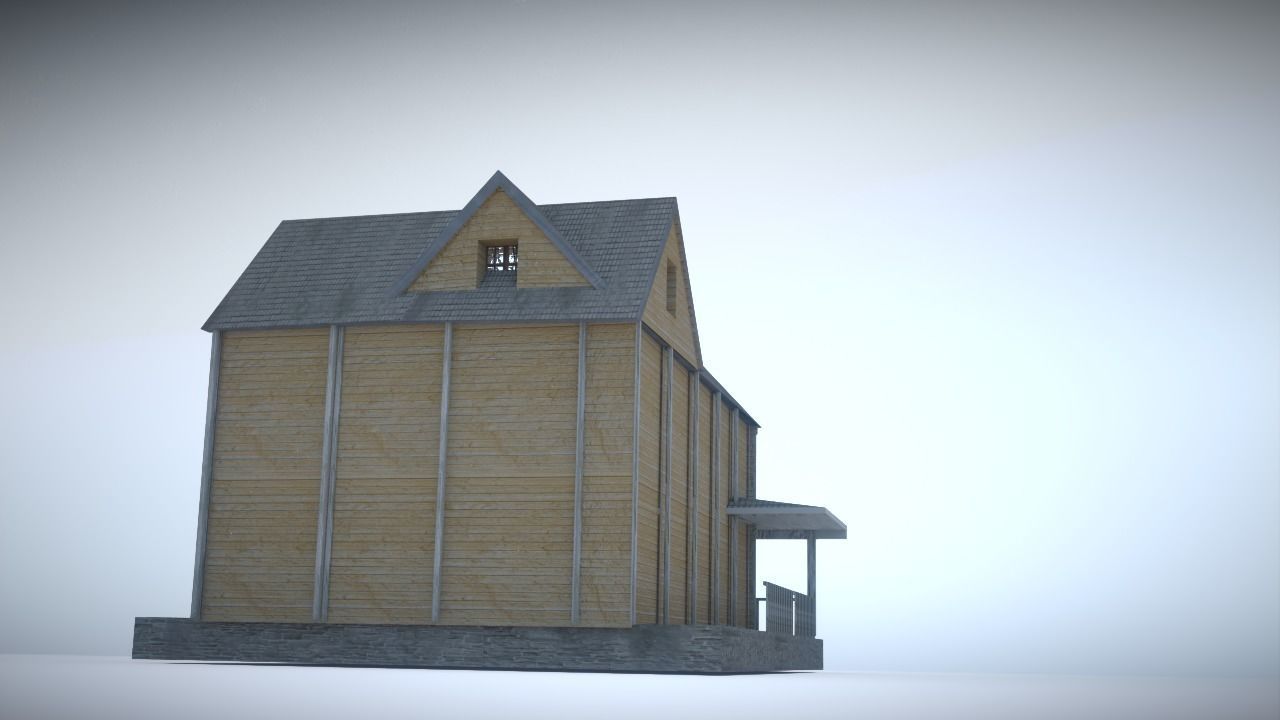 House in snow Low-poly 3D model_9