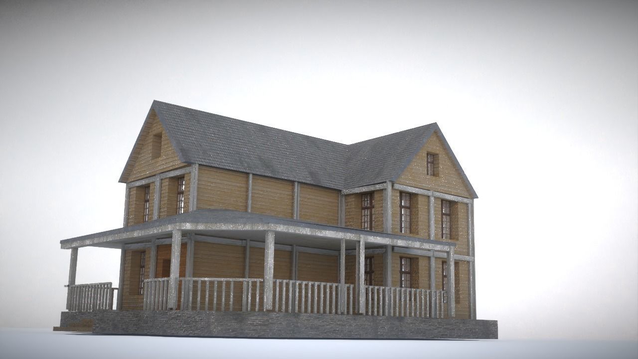 House in snow Low-poly 3D model_16