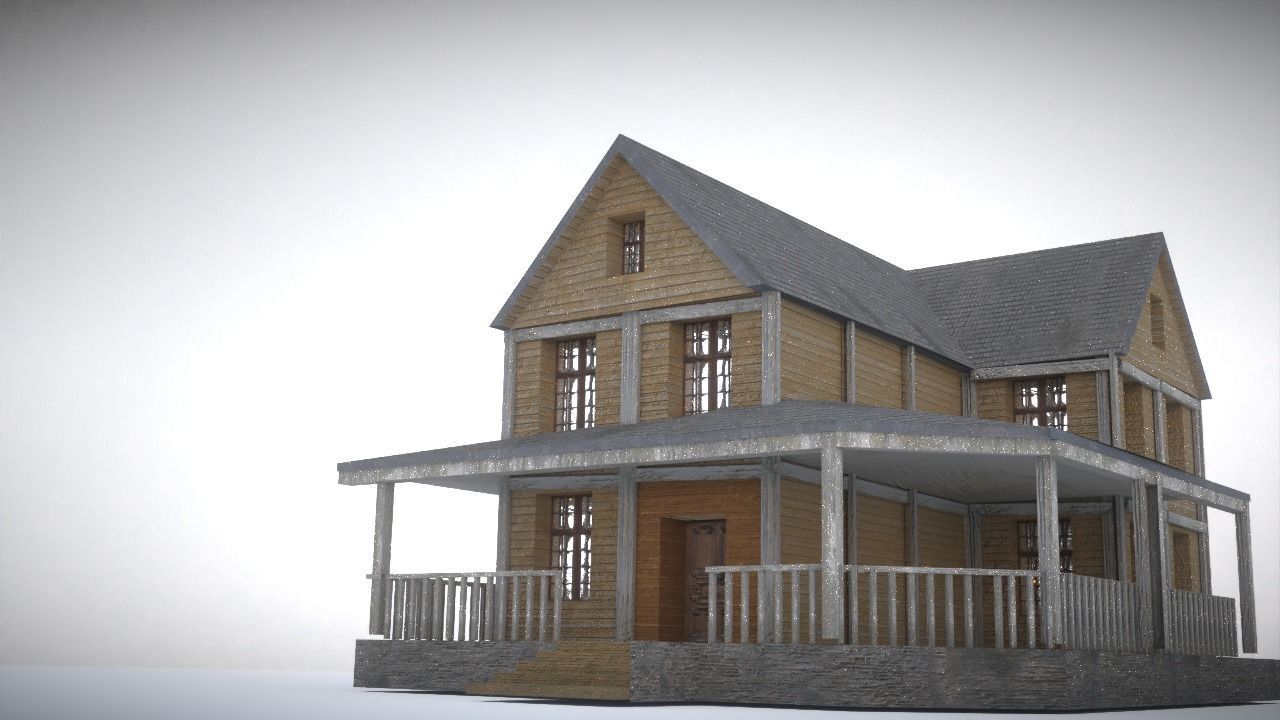 House in snow Low-poly 3D model_2
