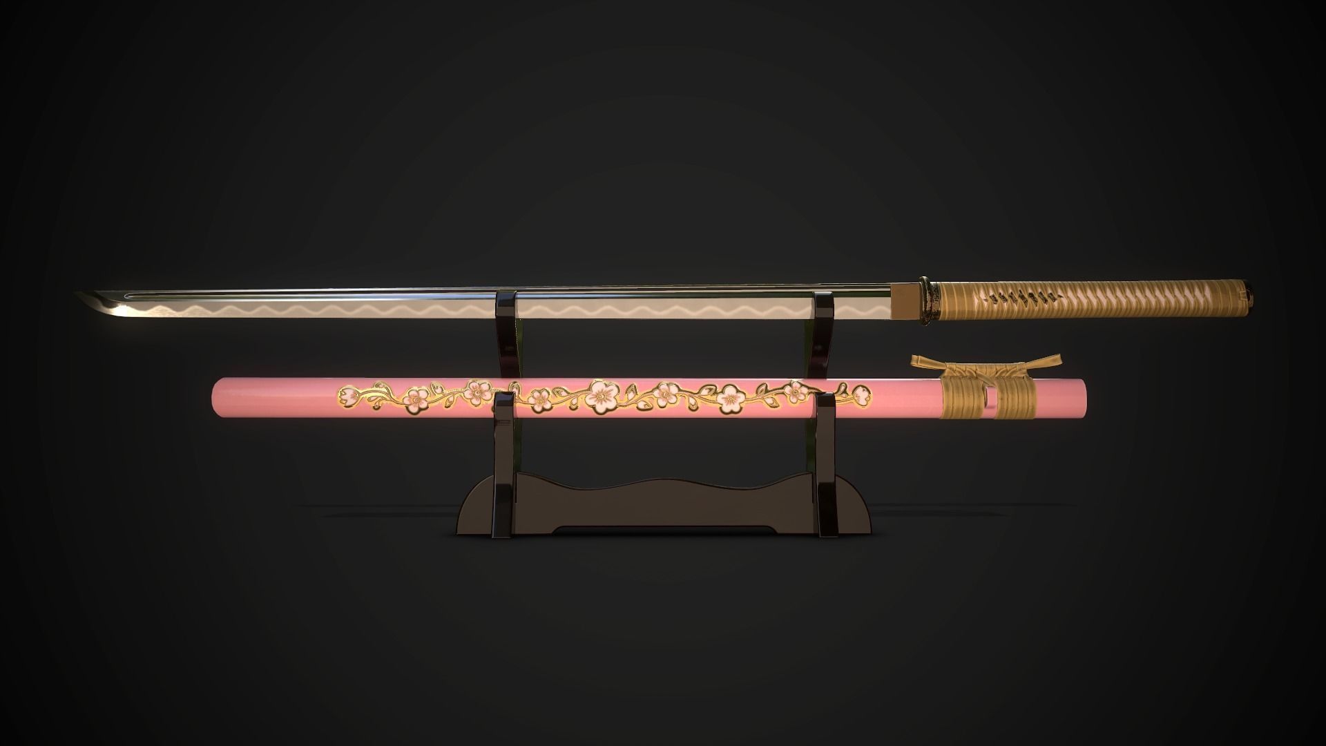 Collection of japanese swords Low-poly 3D model_55