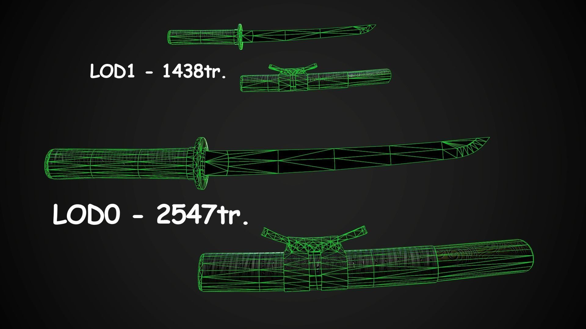 Collection of japanese swords Low-poly 3D model_54