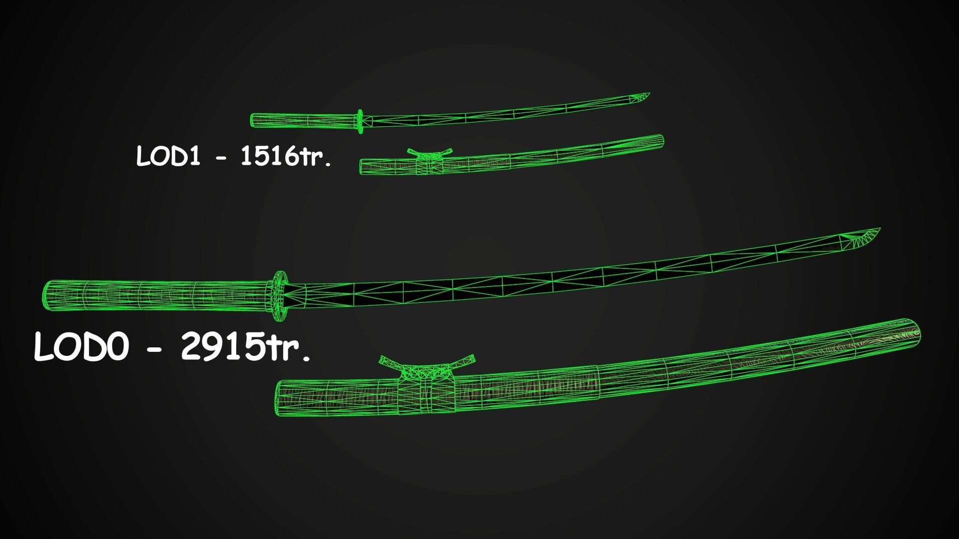 Collection of japanese swords Low-poly 3D model_44