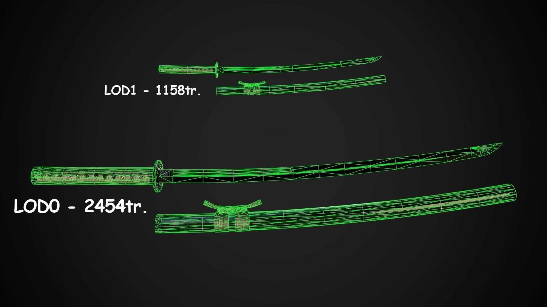 Collection of japanese swords Low-poly 3D model_14