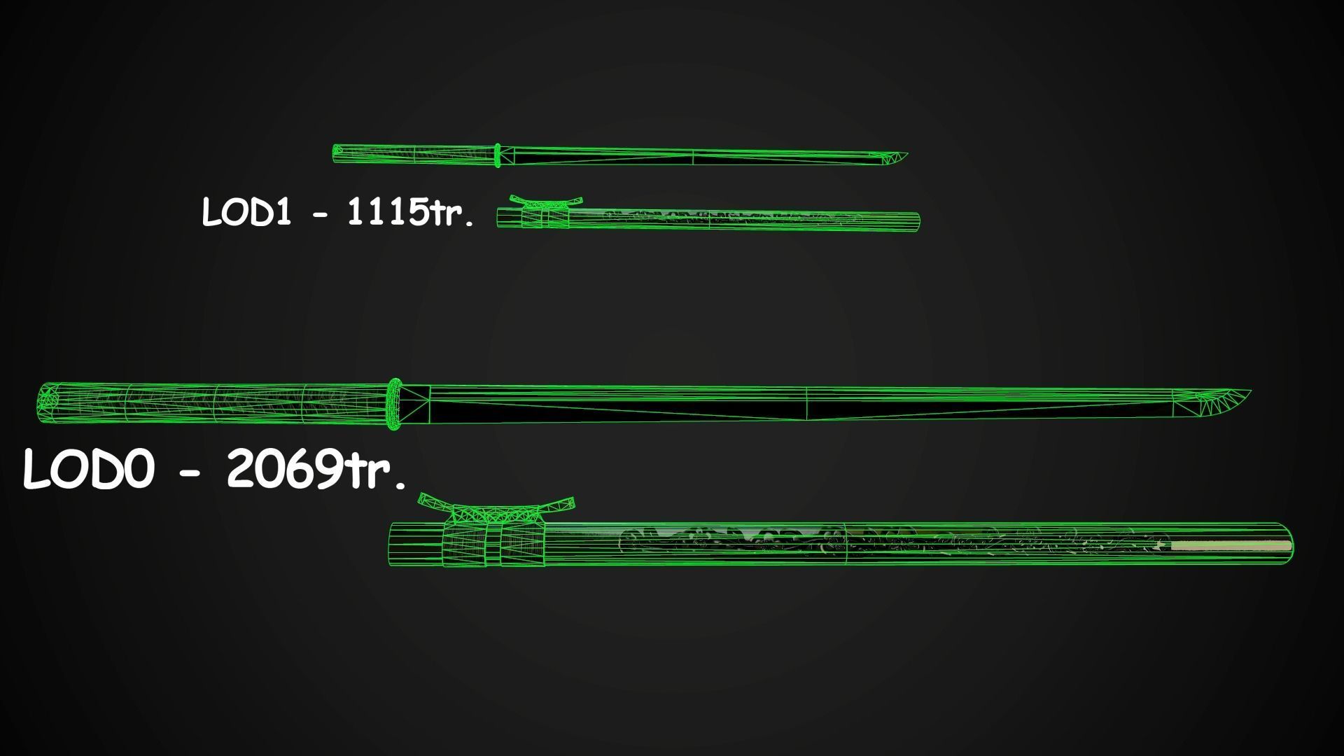 Collection of japanese swords Low-poly 3D model_59