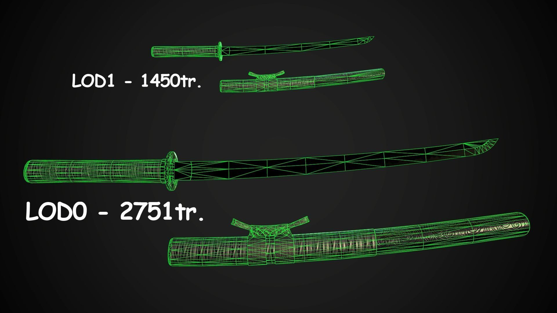 Collection of japanese swords Low-poly 3D model_49