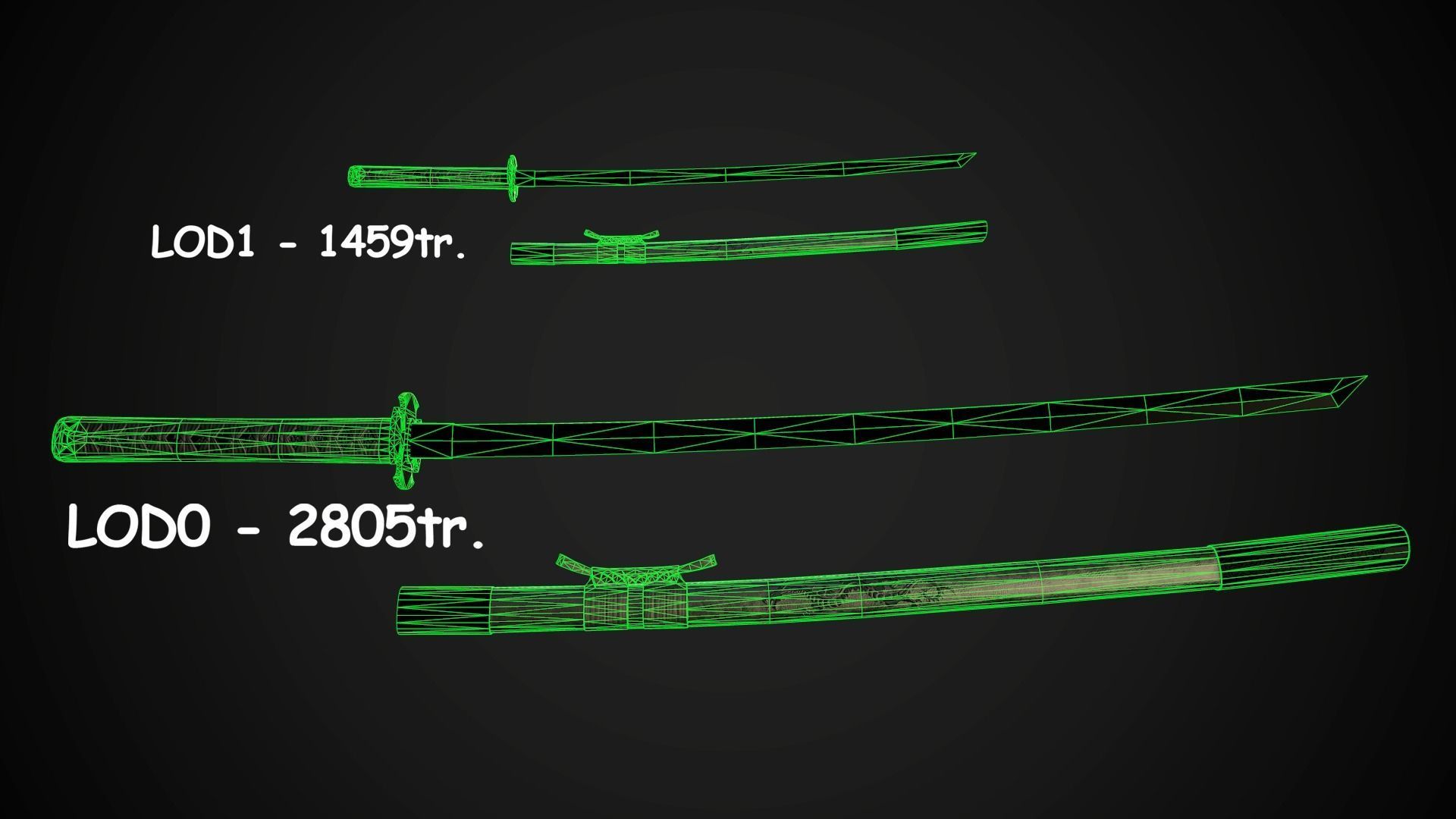 Collection of japanese swords Low-poly 3D model_74