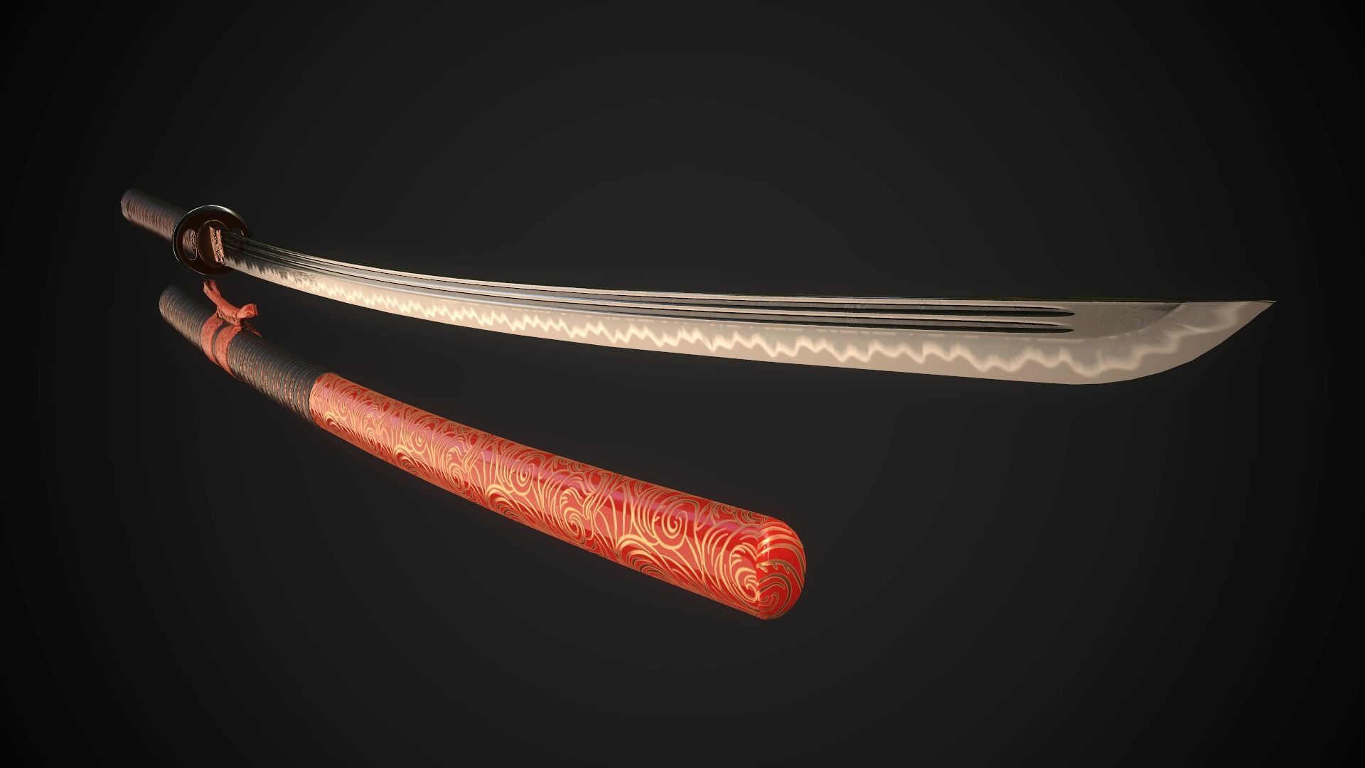 Collection of japanese swords Low-poly 3D model_41