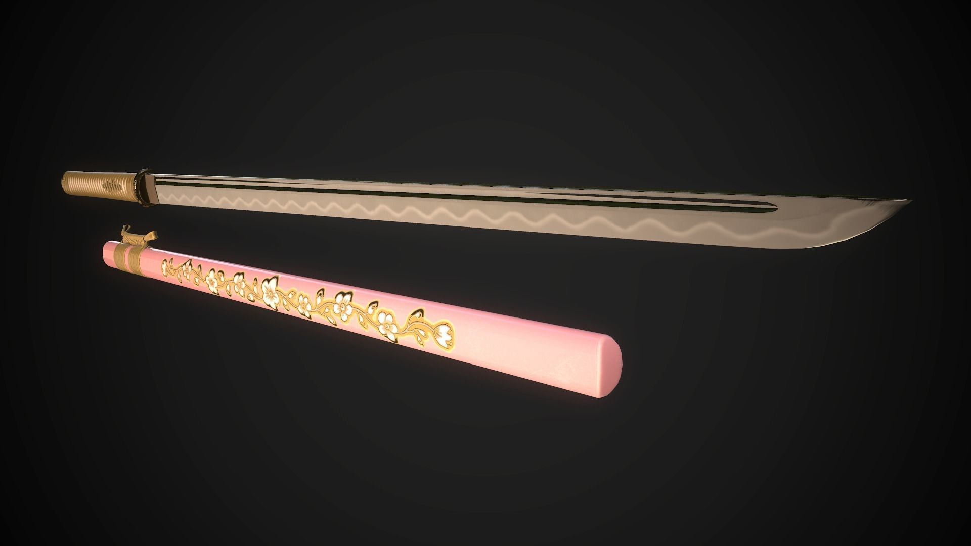 Collection of japanese swords Low-poly 3D model_57